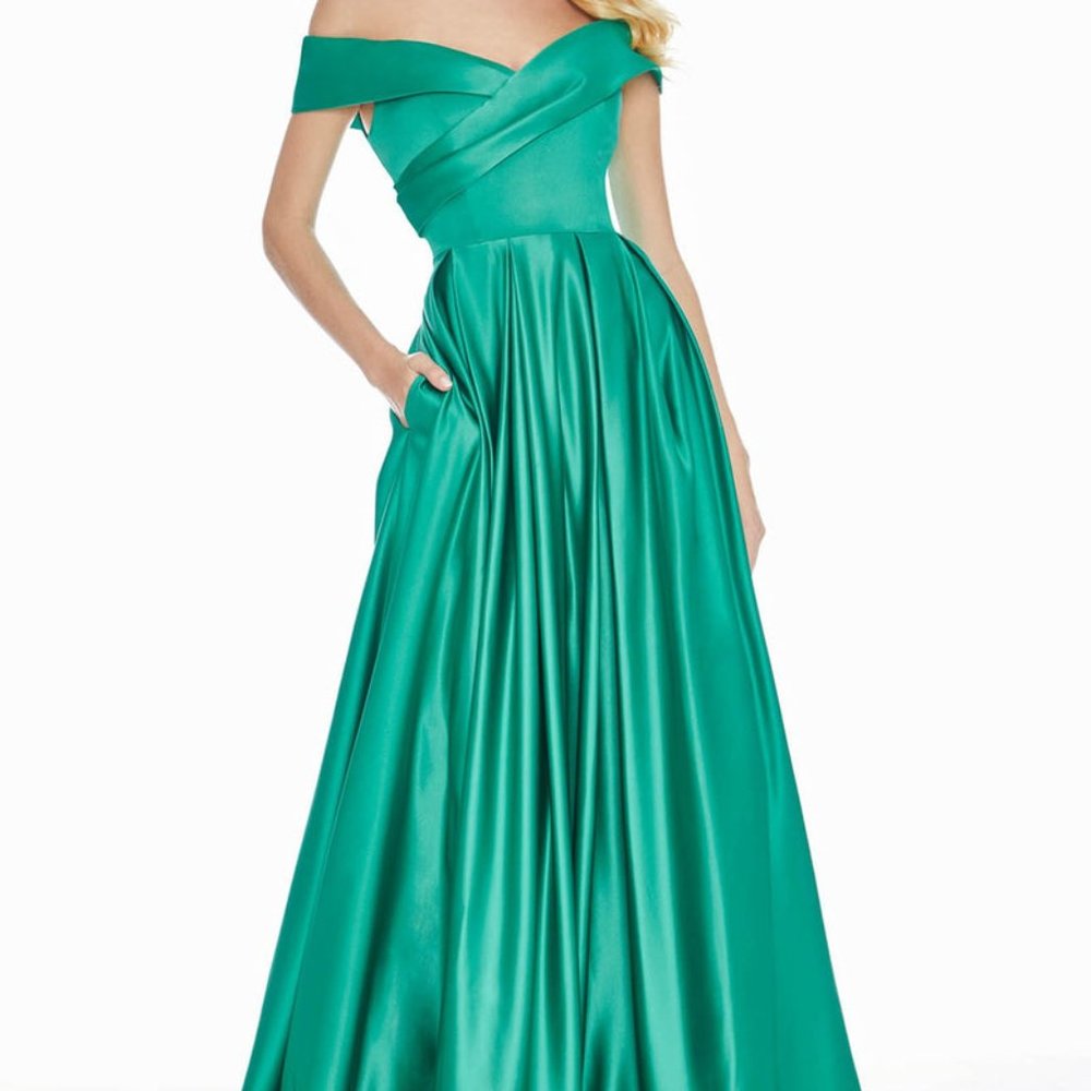 Ashley Lauren Off-Shoulder A-Line Gown